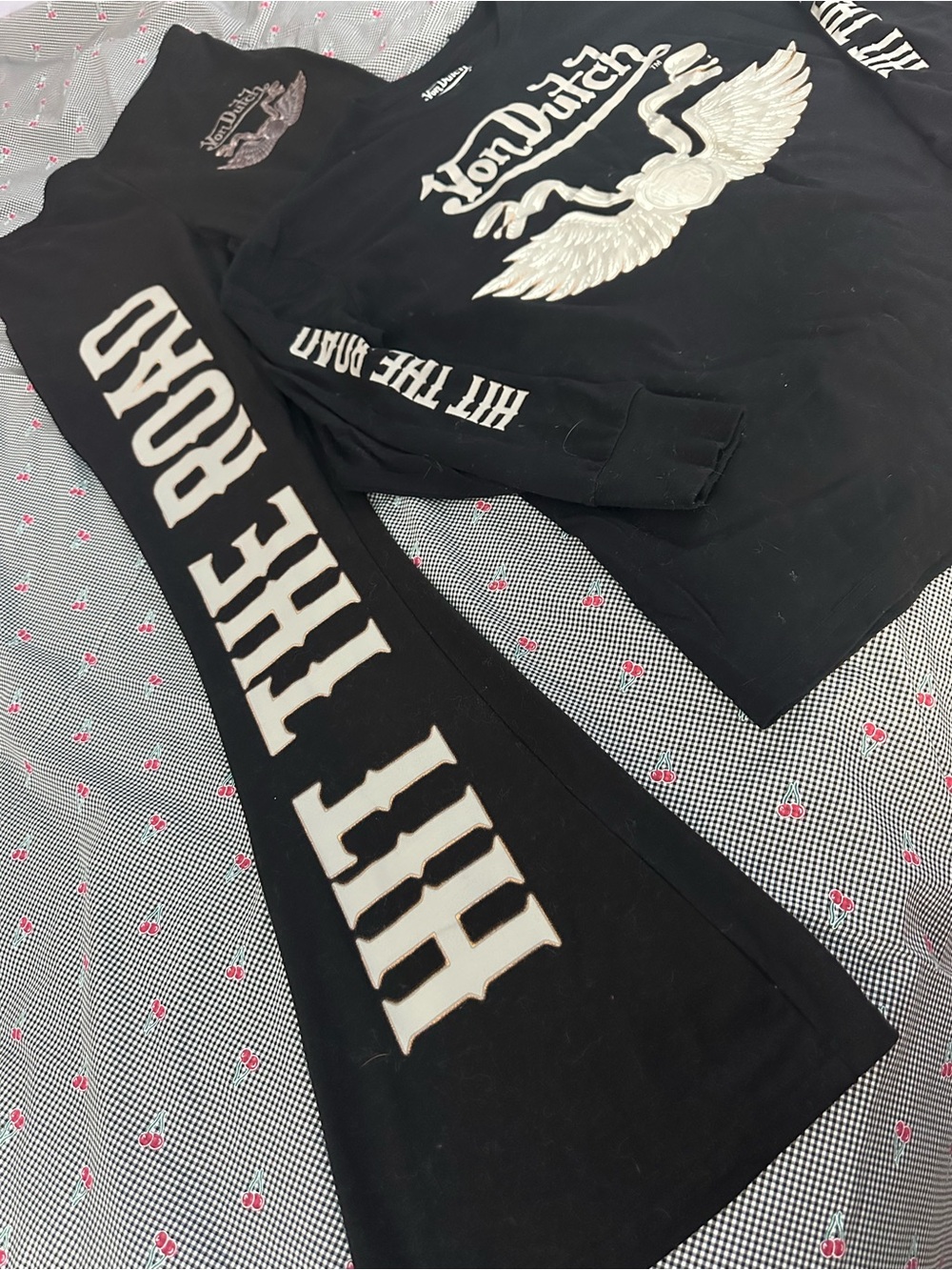 Von Dutch Black Long Sleeve Tee/ matching pants SET.